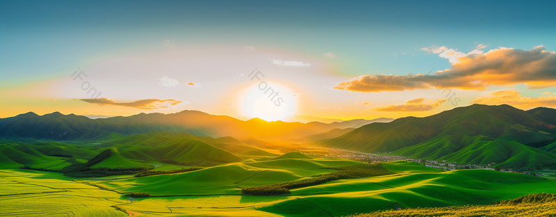 清晨卓尔山大草原日出的背景,高清,摄影图,摄影图片,图片大全,摄影图免费下载